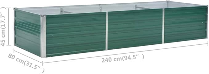 Garden Raised Bed Galvanized Steel 94.5x31.5x17.7 Green