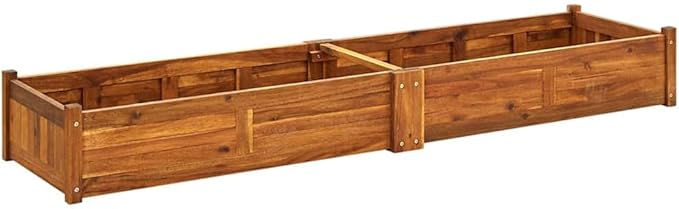Garden Raised Bed Acacia Wood 78.7x19.7x9.8 Raised Garden Bed for Outdoor Plants Flower Boxes Outdoor Vegetable Garden Bed Raised Planter Durable Acacia Wood Garden Box for Patio and Deck