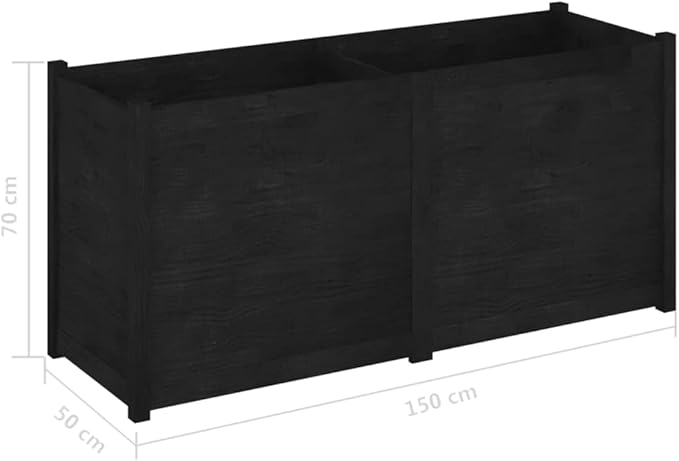 Wooden Garden Planter Box Raised Garden Bed Indoor Outdoor Planter Outdoor Wood Raised Garden Bed for Vegetables Flowers Herbs Black 59.1x19.7x27.6 Solid Wood Pine-213