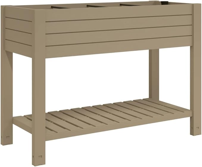 Garden Raised Bed Light Brown for Vegetables Herbs Planting Flower Gardening Outdoor - 43.3x17.7x31.1 Polypropylene