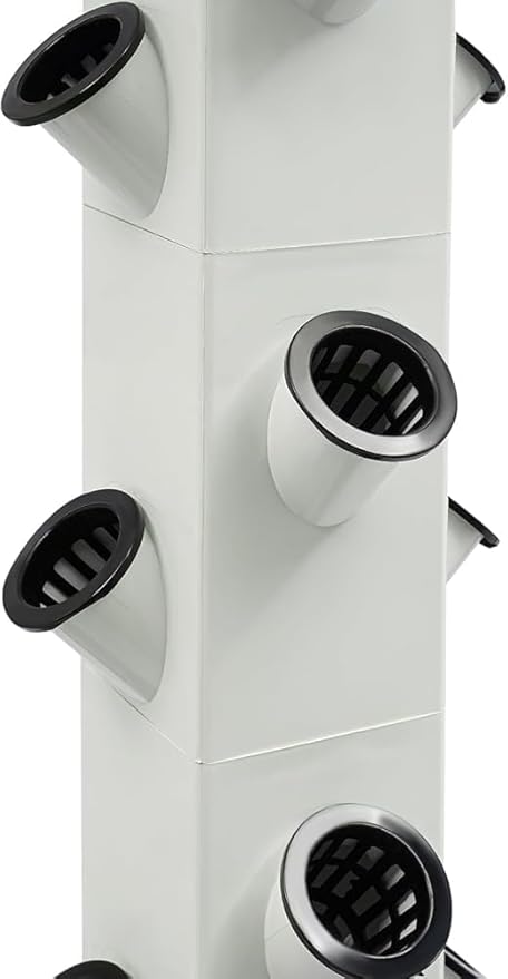Vertical Vegetable Planter Tower Hydroponic Germination TowerHydroponic Growing Kit with 56 Planting Holes and 4 Wheels 30L/7.93Gal Indoor Outdoor Garden Hydroponics Growing Tower System