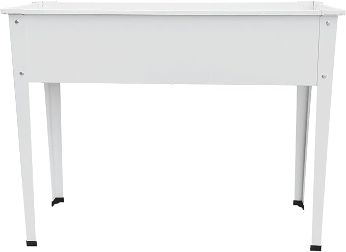 Hanover 39-In. Raised Garden Bed Planter Box with Legs for Flowers Herbs and Vegetables Powder-Coated Galvanized Steel Garden Box for Balcony Patio Porch or Deck White