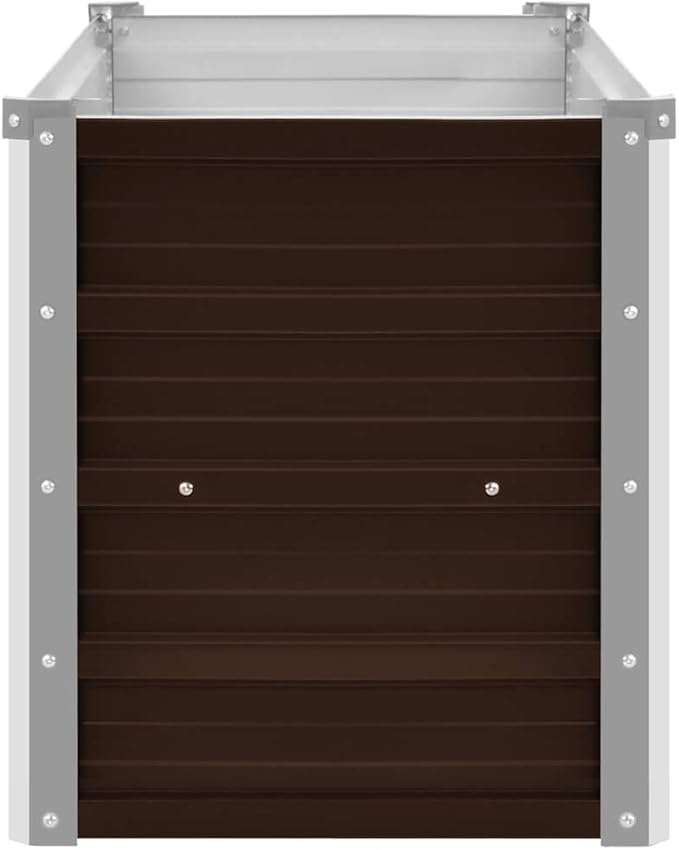 Galvanized Steel Garden Raised Bed Kit Outdoor Planter Raised Garden Boxes Metal Raised Garden Beds for Vegetables Herbs Flowers Brown 39.4x15.7x17.7-1120