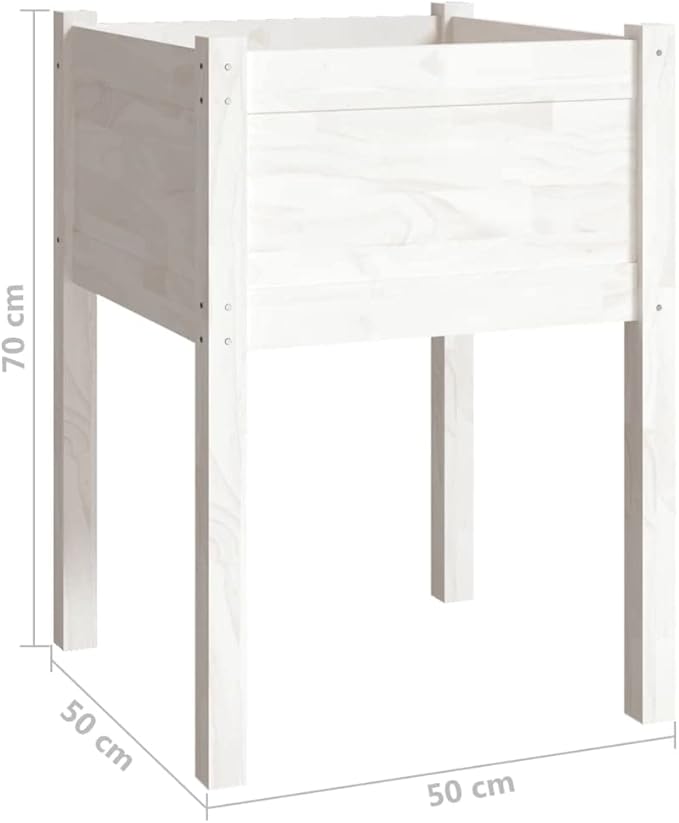 Growing Wooden Raised Planter Box with Legs Raised Garden Bed Wood Planter Box Stand for Backyard Patio Balcony White 19.7x19.7x27.6 Solid Wood Pine
