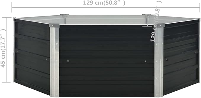 Anthracite Raised Galvanized Steel Garden Bed - 50.8x50.8x17.7 Outdoor Metal Planter Box for Large Gardening Plants &amp Flowers