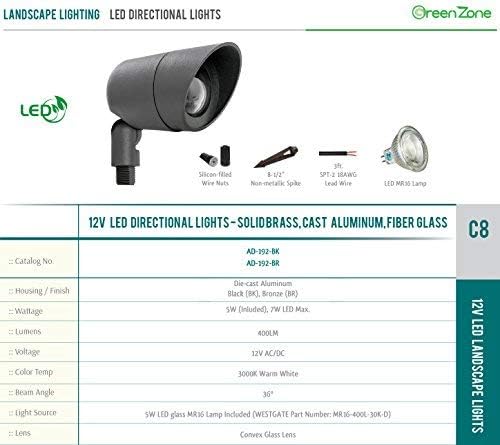 Westgate Lighting LED Directional Landscape Lights Die - Cast Aluminum Housing - IP67 Waterproof - 12V AC - 36° Beam Angle - All Accessories Included (12 Black)