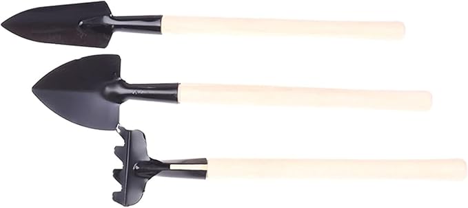 Mini Garden Tool Set 2/3PCs/Set Shovel Rake Tools Combination Home Gardening Tool Set Balcony Home-Grown Mini Digging Suits(Natural)