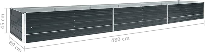 vidaXL Garden Raised Bed - Galvanized Steel 189x31.5 Rectangular Planter Pot for Outdoor Garden Patio Deck - Anthracite