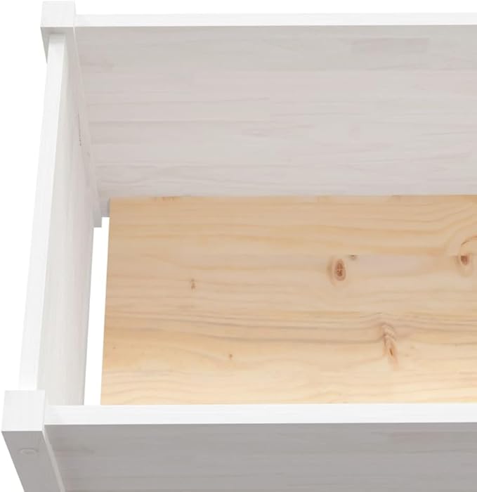 2 pcs Raised Garden Bed Garden Planter Box Planter Raised Bed Wood Planter Box Grow Vegetable Flower Herb Gardening White 39.4x19.7x19.7 Solid Wood Pine