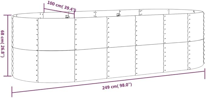 Garden Raised BedOutdoor Garden Raised Planter Boxes Garden Beds Suitable for Growing Flowers Porch and Fruits Herbs Powder-Coated Steel 98X39.4X26.8 Gray