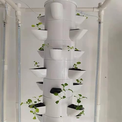 Hydroponics Growing SystemHydroponics Tower 45 Pods Garden Hydroponic Growing SysGarden Tower Aeroponics Growing Kit with Pump and Movable Water Tankfor Home Kitchen Gardening