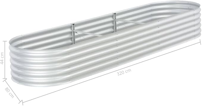 YAFF Garden Raised Bed 126x31.5x17.3 Galvanized Steel Silver(Silver)