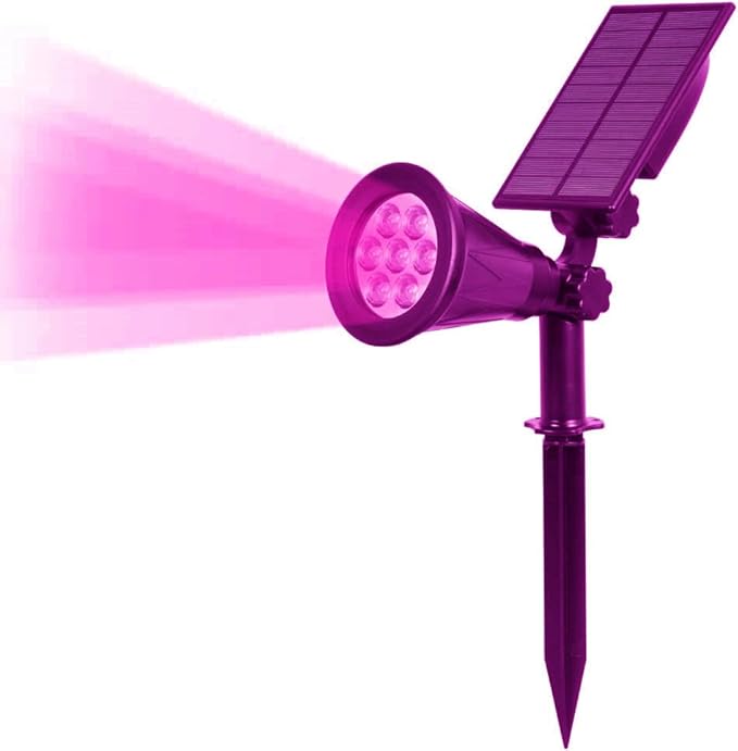 Solar Landscape Lights 7 LED Solar Spotlights 2 in 1 Security Light Solar Lights Outdoor Waterproof for TreePatioYard (Pink)