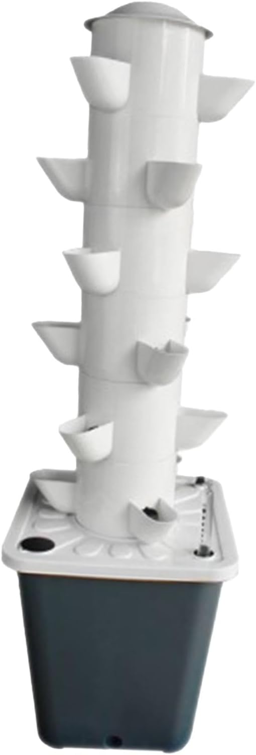 Hydroponic Grow Rack Hydroponic Grow System Tower Indoor Outdoor Home Plant Germination Kit Vertical Garden Planter Water Pump PVC Suitable for Yard S 18Holes
