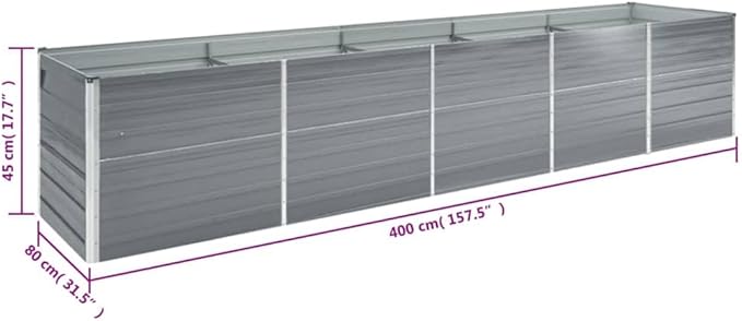 Galvanized Steel Garden Bed 157.5x31.5x17.7 for Planting Flowers Vegetables Herbs - Large Metal Outdoor Planter Boxes for Gardening - Gray