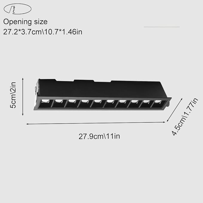 Black Ceiling Light Led Recessed Spotlight Square Flush Mount Accent Spotlighting Fixture Linear Directio l Spotlights Hallway Lamps Indoor