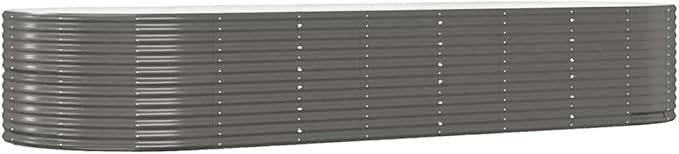 144.5x55.1 Grey Oval Raised Garden Bed Powder-Coated Metal Raised Planter Box UV-Stable Large Outdoor Elevated Garden Beds for Patio Balcony &amp Yard