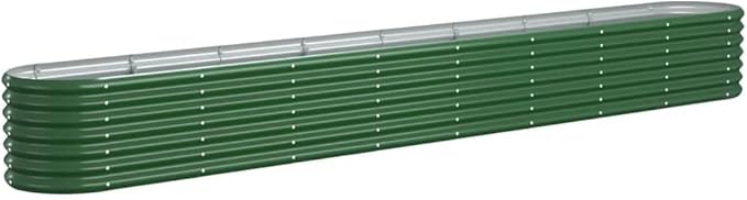 Powder-Coated Steel Garden Raised Bed Outdoor Metal Planter Box for Vegetables Flowers Herb 130.7x15.7x14.2 Green-730