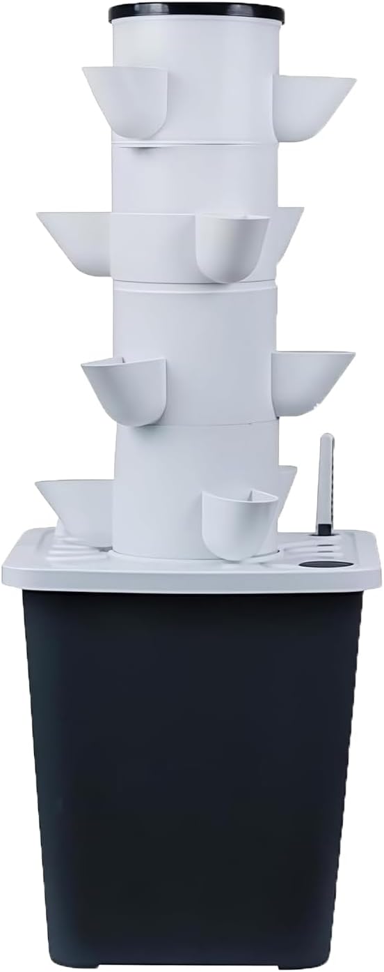 30 Tower Garden Hydroponic Growing System Kit for Herbs2/3/4/5/6 Layer Indoor Vertical System with Self-Watering Tank Space-Saving Aeroponic Planter for Vegetables (4 layers/20 Holes)