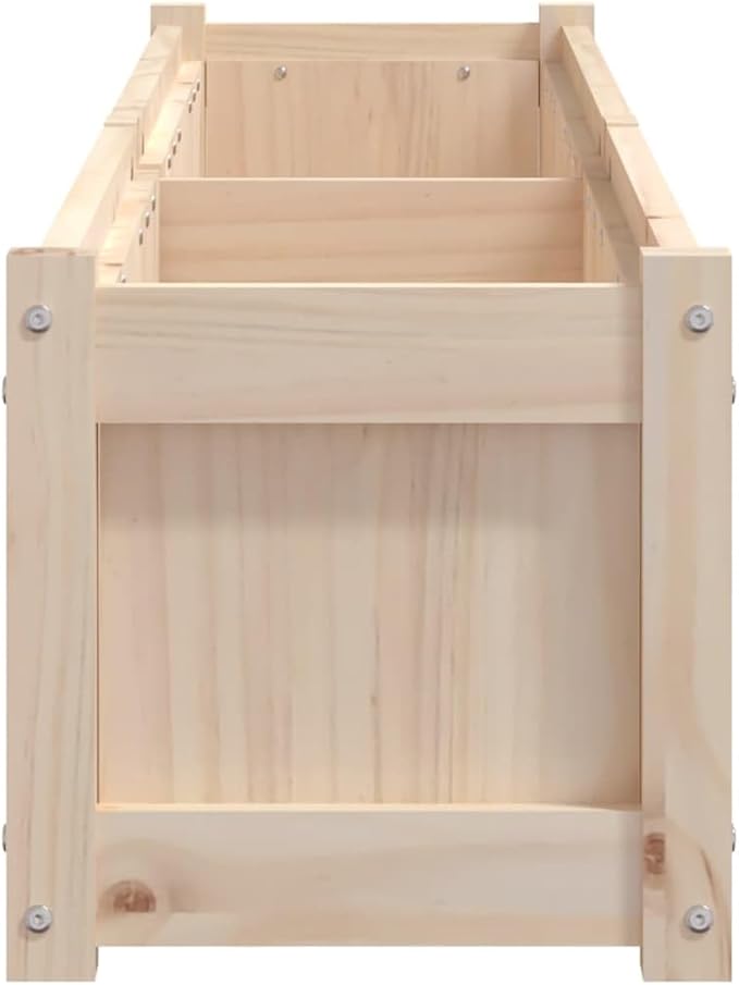 Solid Wood Pine Planter Box for Outdoor Vegetable Flower Herb and Plant Gardening Large Metal Raised Garden Beds - 70.9 x 12.2 x 12.2