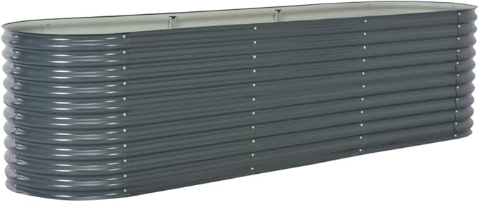 Garden Raised Bed 125.9x31.4x31.8 Galvanized Steel Gray