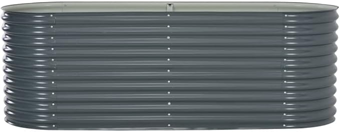 Garden Raised Bed 94.4x31.4x31.8 Galvanized Steel Gray