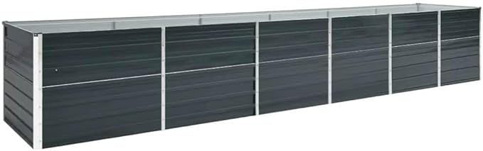 Anthracite Galvanized Steel Raised Garden Bed Large Rectangular Outdoor Planter Box for Vegetables Herbs Flowers 189x189x30.3 in