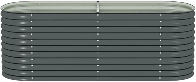 Garden Raised Bed Gray Galvanized Steel Large 94.5 Square Outdoor Planter for Vegetables Herbs Flowers Durable Metal Construction