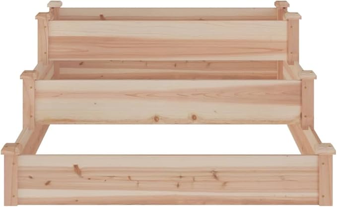 3 Tiers Wooden Raised Garden Bed Planter Box Raised Garden Bed Kit for Growing Vegetables Flowers Herbs Fruits 47.2x47.2x22 Solid Wood Fir-155