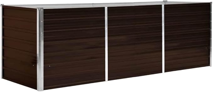Rectangular Raised Garden Bed Brown Galvanized Steel Planter for Outdoor Plants 94.5 x 31.5 x 30.3 in Large Metal Raised Beds for Gardening Weather Resistant