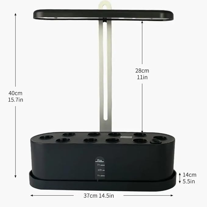 Hydroponics Growing System Full-Spectrum LED Plant Growth Light Intelligent Vegetable Germination Kit US Plug Black