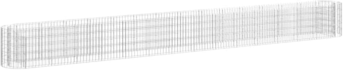 Gabion Raised Bed 21.3 x 21.3 x 19.7 in Silver Galvanized Iron Planter Box for Garden Patio Outdoor Privacy Border Fence Decor