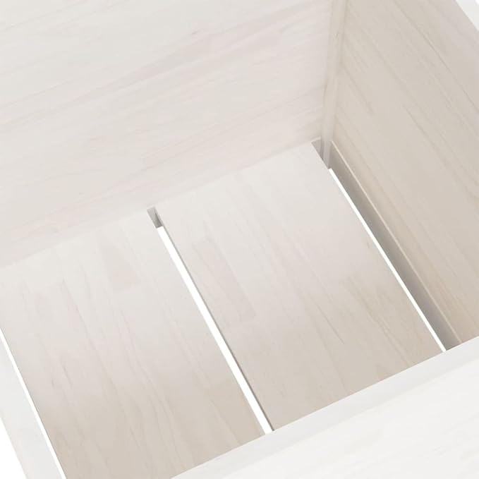 White Solid Pine Wood Garden Planter Set 23.6x23.6x23.6 Inch Outdoor Square Raised Garden Bed for Flowers Herbs Vegetables Weather Resistant Finish