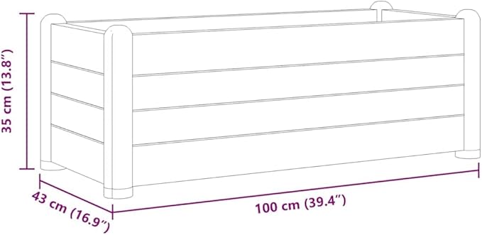39.4 x 39.4 x 13.8 in Raised Garden Bed Brown UV-Resistant Planter Box 21.1 Gallon Polypropylene Medium Elevated Flower Bed for Patio Balcony Backyard and Terrace