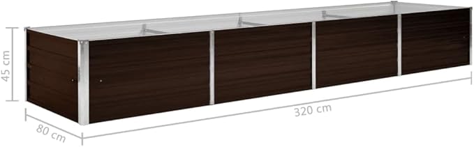 Garden Raised BedVegetable Trellis Large Planter Box for Growing Flowers Porch and Fruits Herbs Decks Patios Brown 126X31.5X17.7 Galvanized Steel