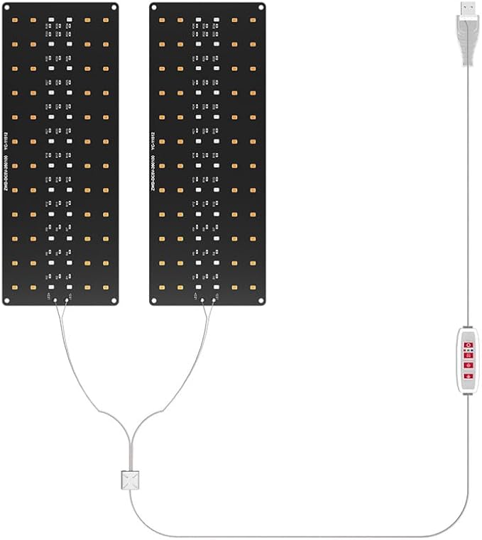 2Head LED Indoors Plant Panel Light DC5V Full Spectrum Cultivation Lamp 5 Level Dimmable Timing 4/8/12Hours Vegs Flowers Hydroponic Fill Lamps Sunlight Seeding Cultivate Light UV IR Greenhouse Tent