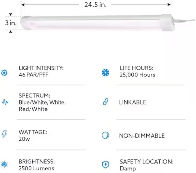24W LED Grow Light with Remote Control - Adjustable Spectrum