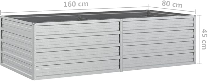 Garden Raised Bed 63x31.5x17.7 Galvanized Steel Silver