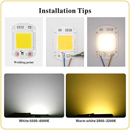 Landscape Lights LED COB Lamp Chip 10W 20W 30W 40W 50W AC 220V Smart IC LED Beads DIY for LED Floodlight Spotlight Cold White Warm White LED Street Lamp (Color : Warm White Size : 10W)