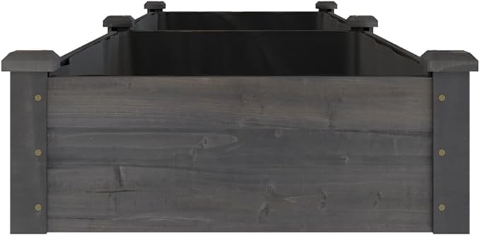 Large Garden Raised Bed Grey Solid Fir Wood Outdoor Planter 94.5x23.6 Inch Rectangular Planter Box for Vegetables Herbs Flowers