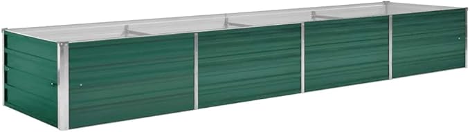 vidaXL Raised Garden Bed Raised Flower Bed Galvanized Steel Planter Outdoor Planter for Patio Backyard Garden Vegetables Herbs Green