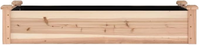 Garden Raised Bed Natural Solid Fir Wood 47.2x47.2x9.8 Inch Outdoor Planter Box Rectangular Elevated Garden Bed for Vegetables Herbs Flowers