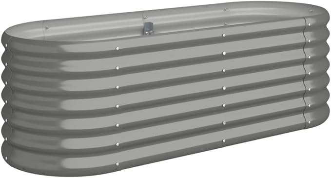 Outdoor Metal Planter Box Powder-Coated Steel Garden Raised Bed Metal Raised Bed Garden Bed Kit 44.9x15.7x14.2 Gray-240