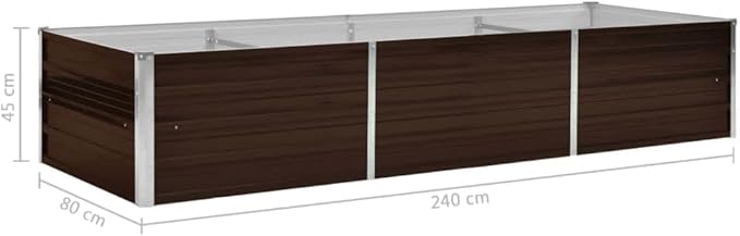 Raised Garden Beds Outdoor Balcony Planter Boxes Garden Raised Bed Brown 94.5x31.5x17.7 Galvanized Steel Suitable for Garden Terrace and Balcony planters