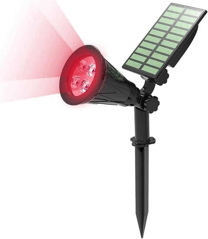 Solar Landscape Lights 4 LED Solar Spotlights 2 in 1 Waterproof Security Light Solar Lights Outdoor (Red)