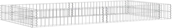 Gabion Raised Bed Silver Galvanized Steel Large Heavy Duty Rectangular Planter Box for Outdoor Plants 78.7x39.4x7.9 Inches Garden Bed