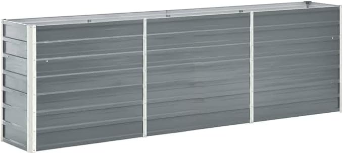 Garden Raised Bed Galvanized Steel 94.5x15.7x30.3 Gray Lawn Planters