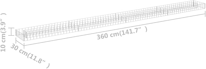 YAFF Gabion Raised Bed Galvanized Steel 141.7x11.8x3.9 (12.98lbs)