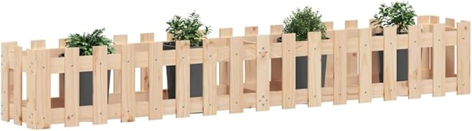 Garden Raised Bed Natural Solid Pine Wood Planter Box for Outdoor Plants 78.7x11.8x11.8 inch Rustic Finish Vegetable Herb Flower Growing