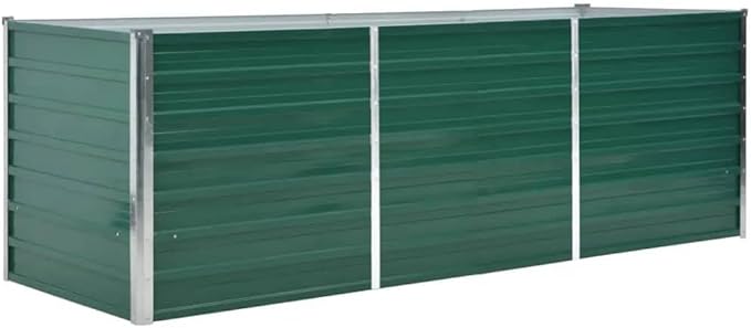 Garden Raised Bed Galvanized Steel 94.5x31.5x31.3 Green